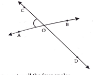 Two lines AB and CD intersect at the point O such that angleBOC+angleAOD=260^@  Determine all the four angles.