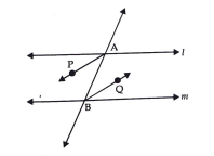 In the fig. bisectors AP and BQ of the alternate interior angles and parallel then prove that l||m