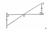 In the given figure PA bot AB, QB bot AB and PA=QB intersects AB at O, show that O is the mid point of AB as well as that of PQ