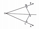 In the fig. P is a point in the interior of angleAOB, PLbotOA and PMbotOB such that PL=PM, show OP is the bisector of angleAOB