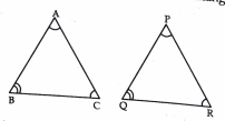 In trianglesABC and trianglePQR, it is given that AB=AC, angleC=angleP and angleB=angleQ. Then the two triangles are