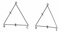 In triangleABC and triangleDEf, it is given that AB=DE and BC=EF in order that triangleABCequivtrianleDEF, we must have to