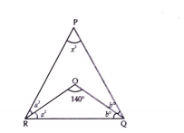In trianglePQR what is the value of x