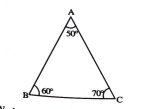 In a triangle ABC, if angleA=50^@ and angleB=60^@, then which side of the triangle is longest and which side is shortest?