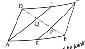 In the fig ABCD is a parallelogram in which E and F are mid points of AB and CD respectively. Prove that the line segments CE and AF intersect diagonal BD