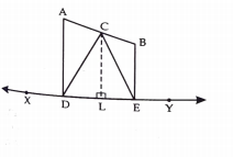 In the fig. two points A and B in on the same side of a line XY. If ADbotXY, BEbotXY and C is the mid point of AB. Prove that CD=CE