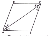 Diagonal AC of a parallelogram ABCD bisects angleA show that  ABCD is a rhombus.