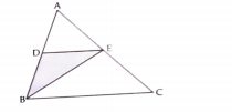 In figure.    D and E are the mid-points o sides. AB, AC respectively of triangleABC. If ar(triangleABC) = 256 cm^2, then find ar(triangleBDE)
