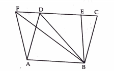The area of the parallelogram ABCD is 90 cm^2      Find ar(ABEF)