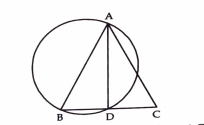 Prove that the circle drawn on any one of the equal sides of an isosceles triangle as diameter bisects the base.