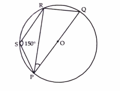 POQ is a diameter and PQRS is a cyclic quadrilateral. If anglePSR = 150^@, find angleRPQ