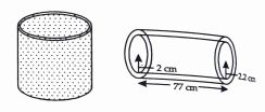 A metal pipe is 77 cm long. The inner diameter of a cross section is 4 cm, the outer diameter being 4.4 cm.  Find outer curved surface area.