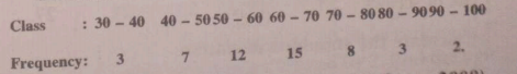 Calculate the mean, variance and standard deviation for the following distribution :