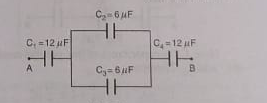 Find the resultant capacitance of the capacitors connected as shown in the figure.