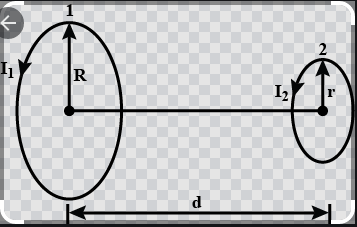 A circular loop of radius 0.3 cm lies parallel to amuch bigger circular loop of radius 20 cm. The centre of the small loop is on the axis of the bigger loop. The distance between their centres is 15 cm. If a current of 2.0 A flows through the smaller loop, then the flux linked with bigger loop