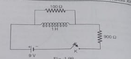 An ideal inductor of 1 H is connected across a resistance of 100 ohm as shown in the figure.    What is the potential difference across the 100 ohm resistance, when the current has attained a steady value?