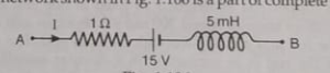 The network shown in the figure is a part of complete circuit. What is the potential difference VB - VA when the current I is 5 A and is decreasing at a rate of 10^3 A s^-1?