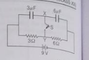 A circuit is connected as shown in the figure with the switch S open. When the switch is closed, the total amount of charge that flows from Y to X is