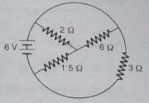 The total current supplied to the circuit by the battery is