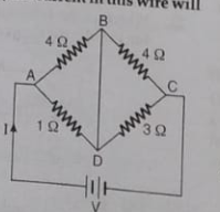 In the circuit shown, if a conducting wire is connected between the points B and D, the current in this wire will