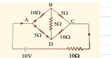 Determine the current in each branch of the network as shown in the figure