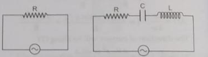 Study the circuits shown in the figure . Answer the following questions    Can the r.m.s. current circuit be b large than that a