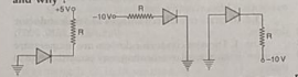 In the following circuits, which of the diodes is forward-biased and which is reverse-biased and why?