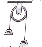 Two masses m1=5 kg and m2=4.8kg tied to a string are hanging over a light frictionless pulley.  What is the acceleration of the masses, when lift is free to move ? Given, g=9.8 m s^(-2).