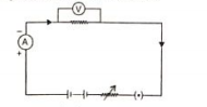 The following circuit diagram shows the experimental set up for the study of dependence of current on potential differnce. Which two circuit components are connected in series?