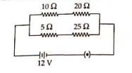 In the given circuit, calculate  the total current in the circuit.
