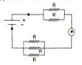 In the circuit given below what will be the ratio of current flowing in the upper arm 'R' and lower arm 'R.