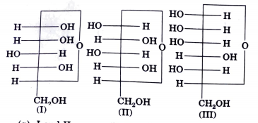 Three cyclic structures of monosaccharides are given below. Which of these are anomers ?