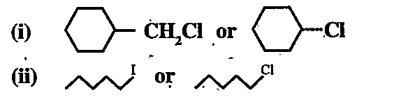 Which one in the following pairs of substances undergoes S(N)^2 substitution reaction faster and why ?