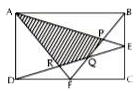 चित्रानुसार ABCD एक आयत है। जिसमे F और E क्रमशः भुजा CD और BC पर है। जहाँ DeltaDRF=3cm^(2) और DeltaPBE=2cm^(2) तथा चतुर्भुज FQEC = 20cm^(2) है, तो छायांकित भाग का क्षेत्रफल ज्ञात करो।
