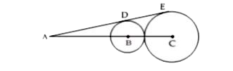 In the given figure, B and C are the centres of the two circles. ADE is the common tangent to the two circles. If the ratio of the radius of both the circles is 3 : 5 and AC = 40, then what is the value of DE?