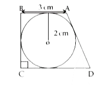 ABCD is a trapezium. An inner circle touches its all sides. Radius of circle is 2 cm and AB = 3 cm. BCD is right angle and AB||CD. Find the area of trapezium.