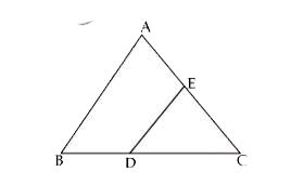 An isosceles triangle has a base of measure 4 cm and sides measuring 3 cm. A line drawn through the base and one side (but not through any vertex) divides both the perimeter and the area in half, as shown in figure. Find the measures of the segments of the base defined by this line.