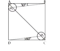 ABCD is a square of area = 144(4+2sqrt(3)) centres O(1)&O(2) of circles lie on diagonal AC find the radius of circle with centre O(2).