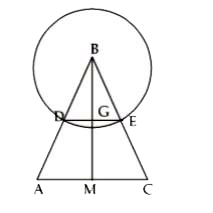 It is given that in triangle ABC, M is midpoint of AC, circle of  center  B cuts AB and BC of D & E, BM cuts the chord DE at G. Here AB = 12, DG = 5, BC = 15, Find GE = ?