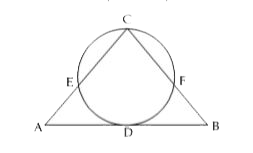 ABC is an isosciles triangle a circle is such that it parses though vertex C and AB acts as a tangent at D for the same circle AC and BC intersects the circle at E and F respectively AC = BC = 4 cm. and AB = 6 cm. also D is the mid-point of AB. What is the ratio of EC : (AE+AD)?