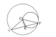 In the given diagram. Radius of larger circle is 5 cm and an another circle touch larger circle at point P and passes through it center 'O'. PS is chord of larger circle which cuts. Smaller circle at point R. If OR is equals to 4cm then find the PS.