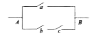 Consider the circuit      If the probability that a circuit is closed is p and the probability that current flows from A to B is 4/9, then value of p is