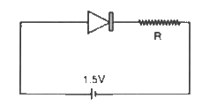 चित्र में एक डायोड लगा है जो सभी प्रवाहित धारा पर नियत 0.5 V का विभवांतर प्रदर्शित करता है और अधिकतम शक्ति अनुमतांक (Maximum allowed power) 100 m व है| डायोड के श्रेणी क्रम में कितना प्रतिरोध (R) जोड़ा jaye की परिपथ में अधिकतम धारा प्राप्त होनी चाहिए?
