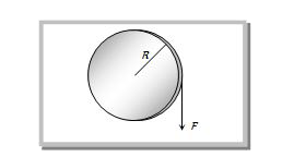 A uniform disc of radius R and mass M can rotate on a smooth axis passing through its centre and perpendicular to its plane. A force F is applied on its rim. See fig. What is the tangential acceleration
