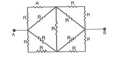 In the circuit shown in fig. net resistance between A and B is :