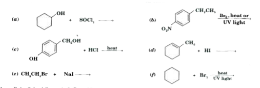 Draw the structure of major monohalo products in each of the following reactions :