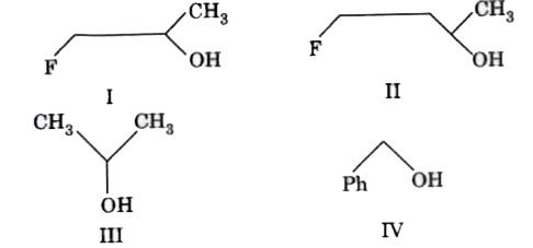The order of reactivity of the following alcohols      toward conc. HCl is