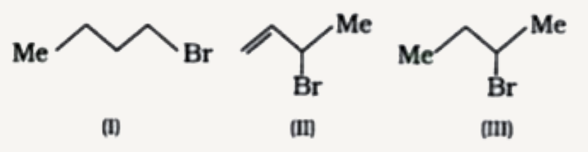 Consider the following bromides :      The correct ordder of S(N)1 reactivity is :