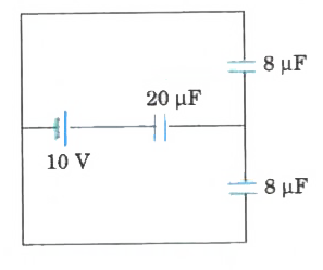 Find the charges stored in each of the capacitors shown in the circuit diagram.