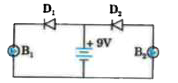 In the following  diagram which bulb out of B(1) and B(2) will glow  and why